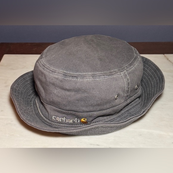 Vintage Carhartt Script Logo Bucket Hat Faded Navy Blue Adult M/L - Picture 3 of 8